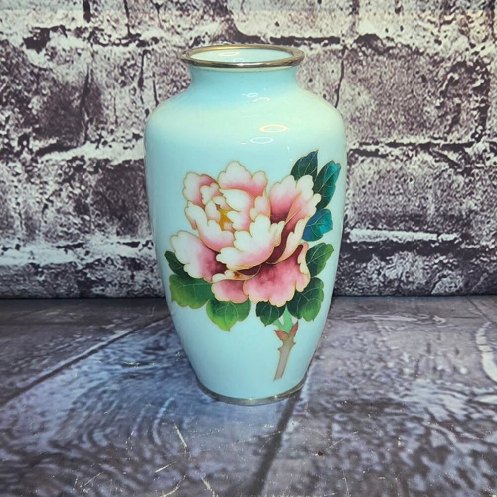 Cloisonne Vase Flower Pattern Tall Pot Japanese